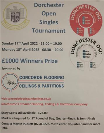 - Dorchester Open Singles Circuit Draw
